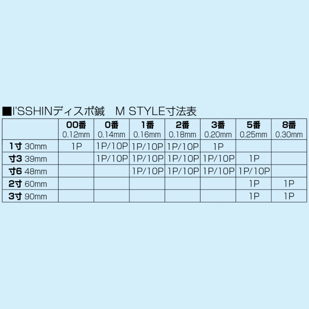I’SSHINディスポ鍼 M STYLE 10P 10本2管×30 300本入